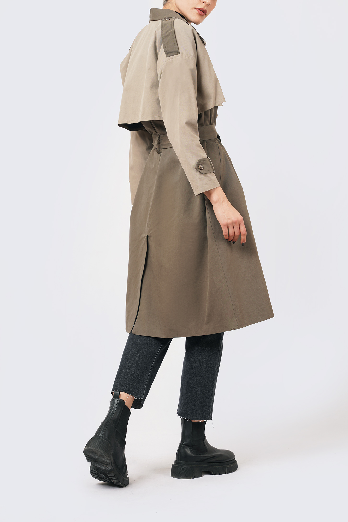 ترنچ کت دو رنگ آستر دار