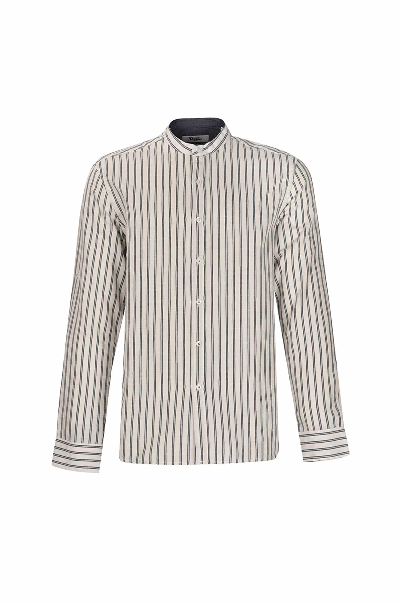 پیراهن آستین بلند یقه فرنچ راه راه