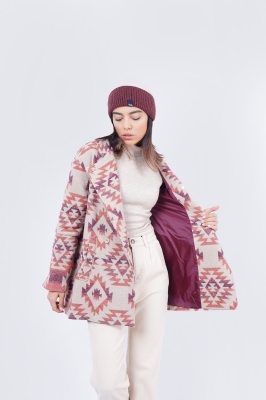 پالتو طرحدار با مغذی چرم