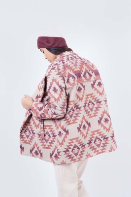 پالتو طرحدار با مغذی چرم