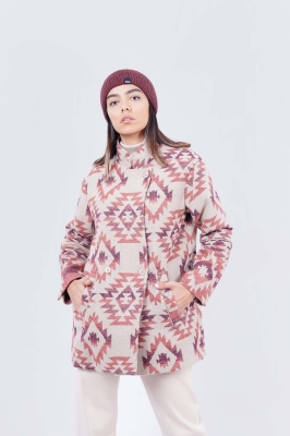 پالتو طرحدار با مغذی چرم