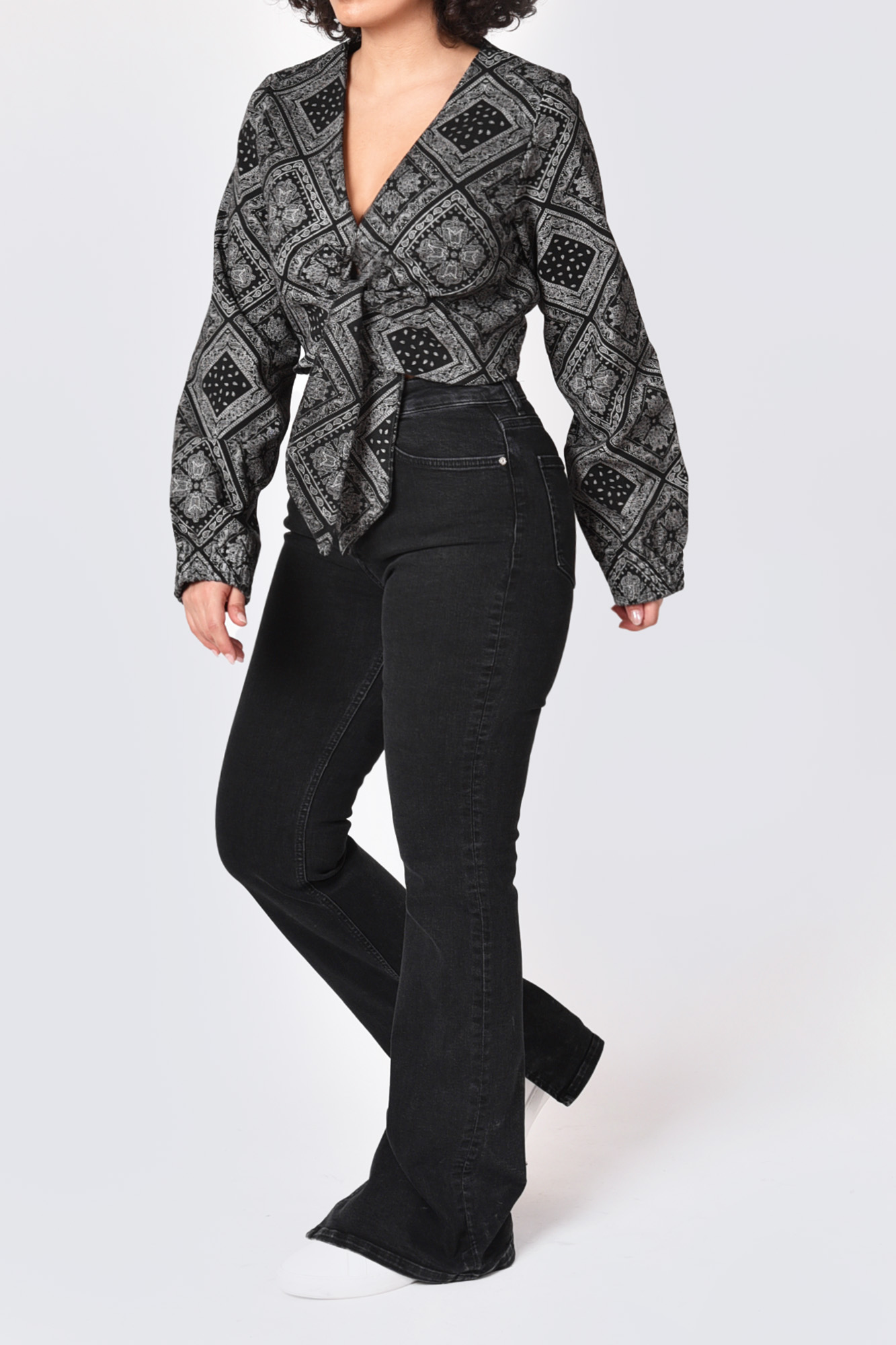 بلوز آستین بلند چاپی