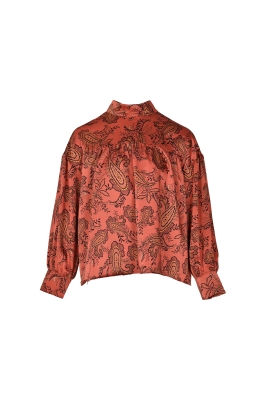 بلوز آستین بلند یقه ایستاده طرحدار