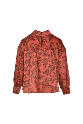 بلوز آستین بلند یقه ایستاده طرحدار