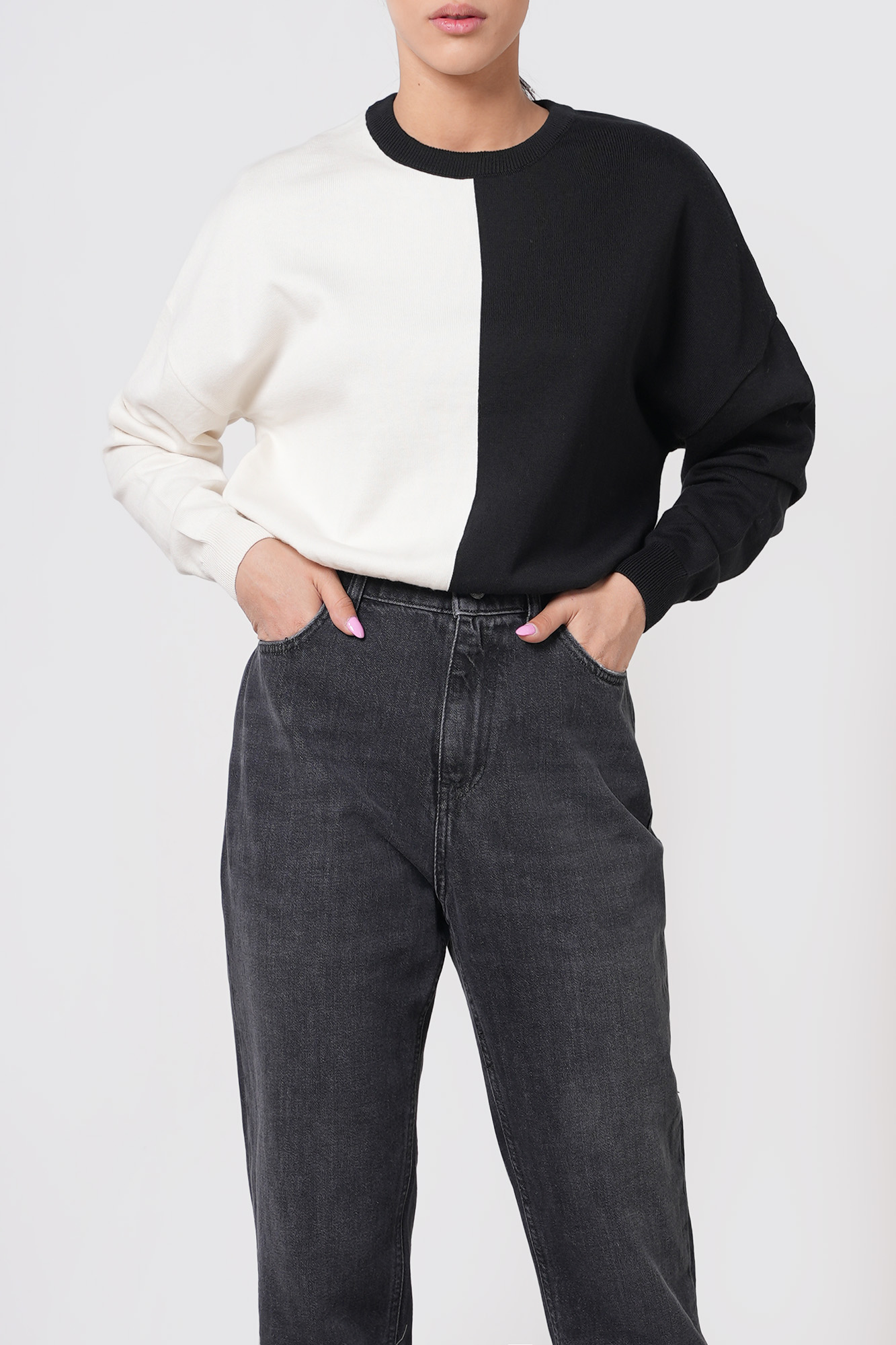 بافت آستین بلند دورنگ