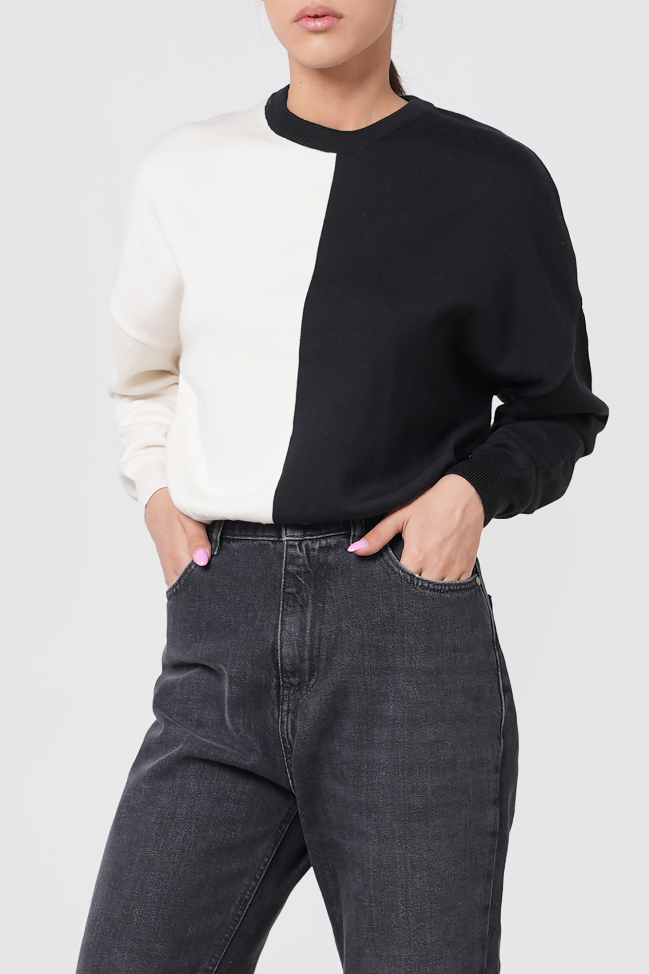 بافت آستین بلند دورنگ