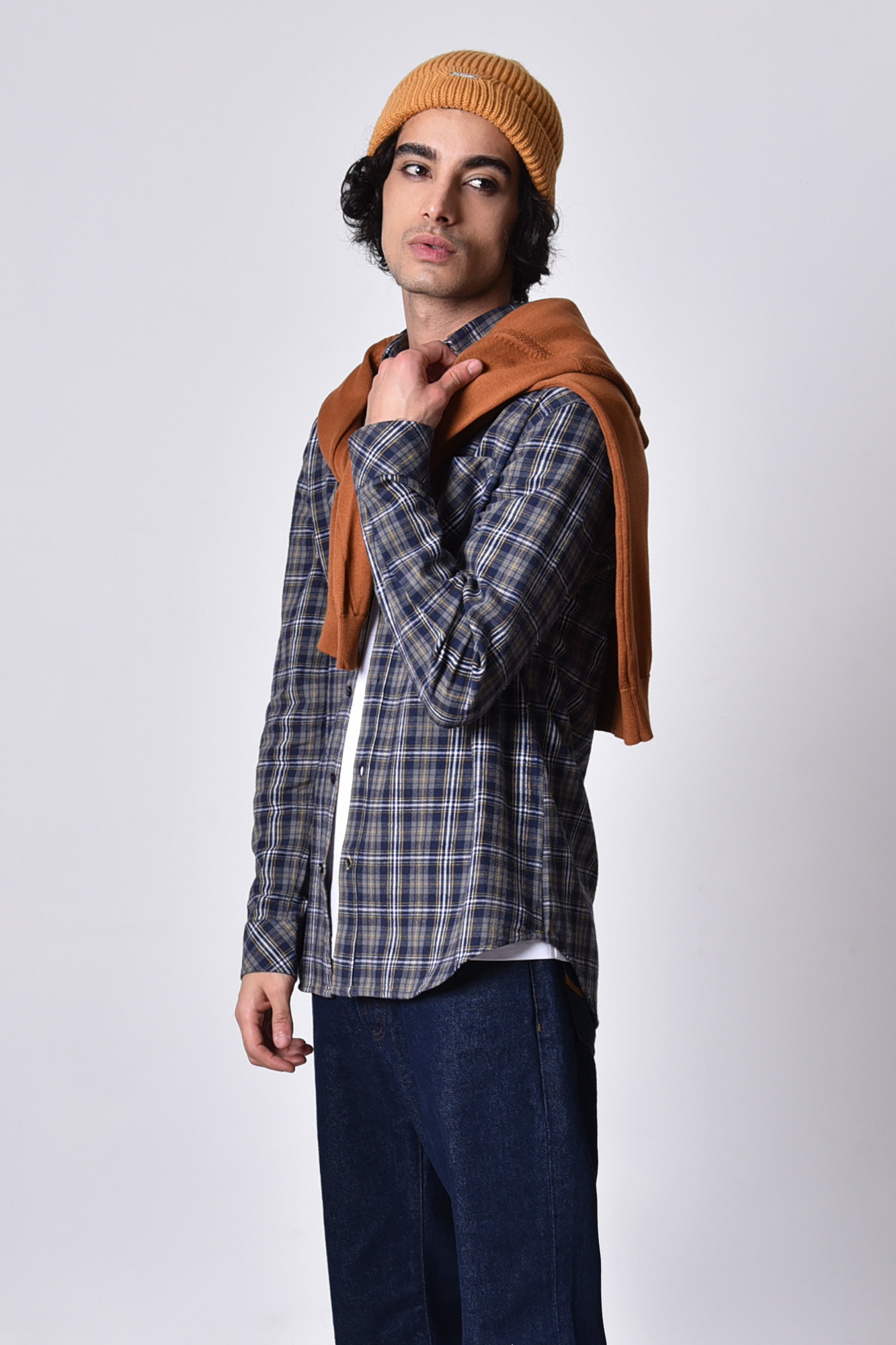 پیراهن آستین بلند پشمی چهارخانه