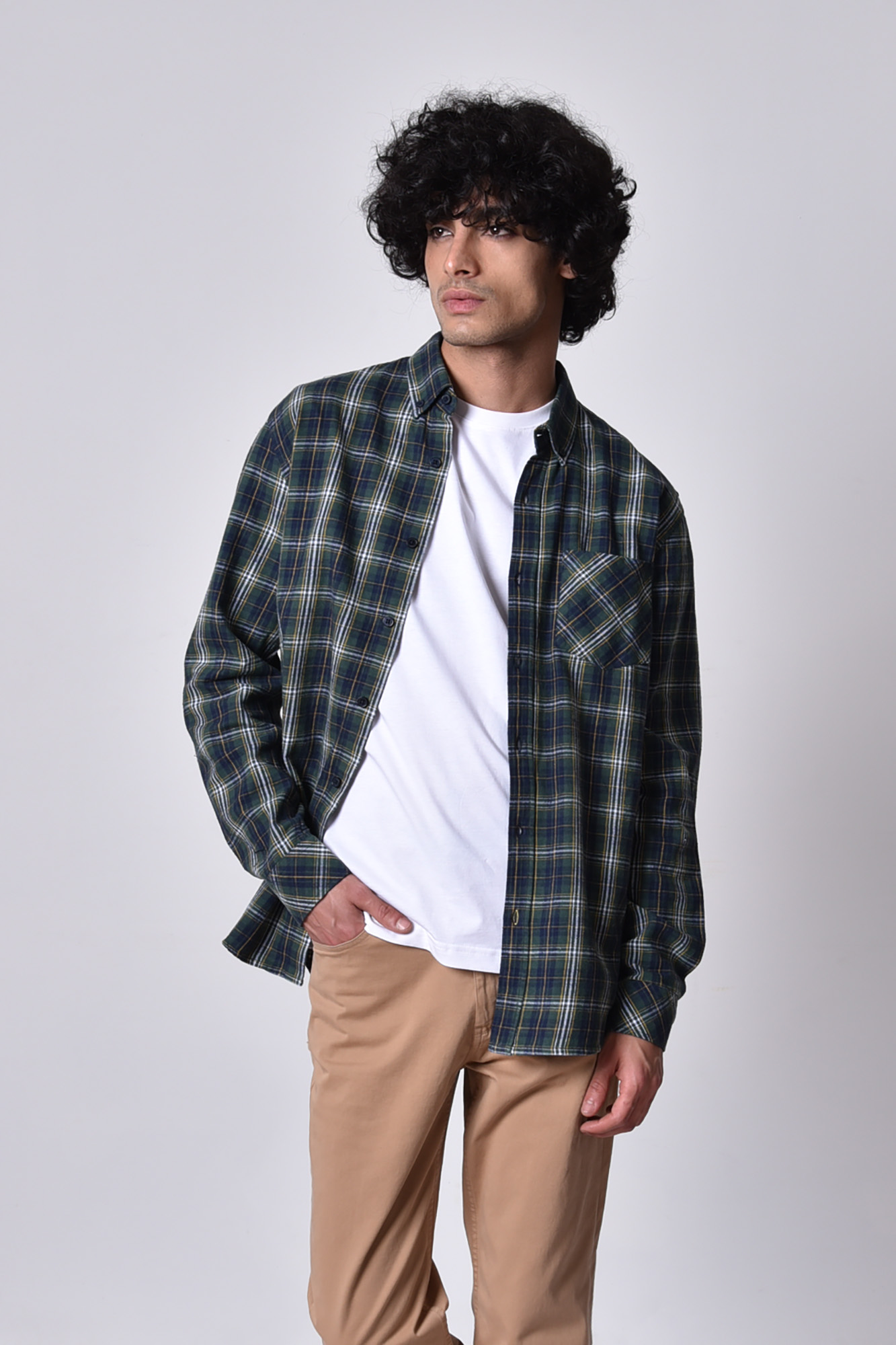 پیراهن آستین بلند پشمی چهارخانه