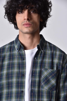 پیراهن آستین بلند پشمی چهارخانه