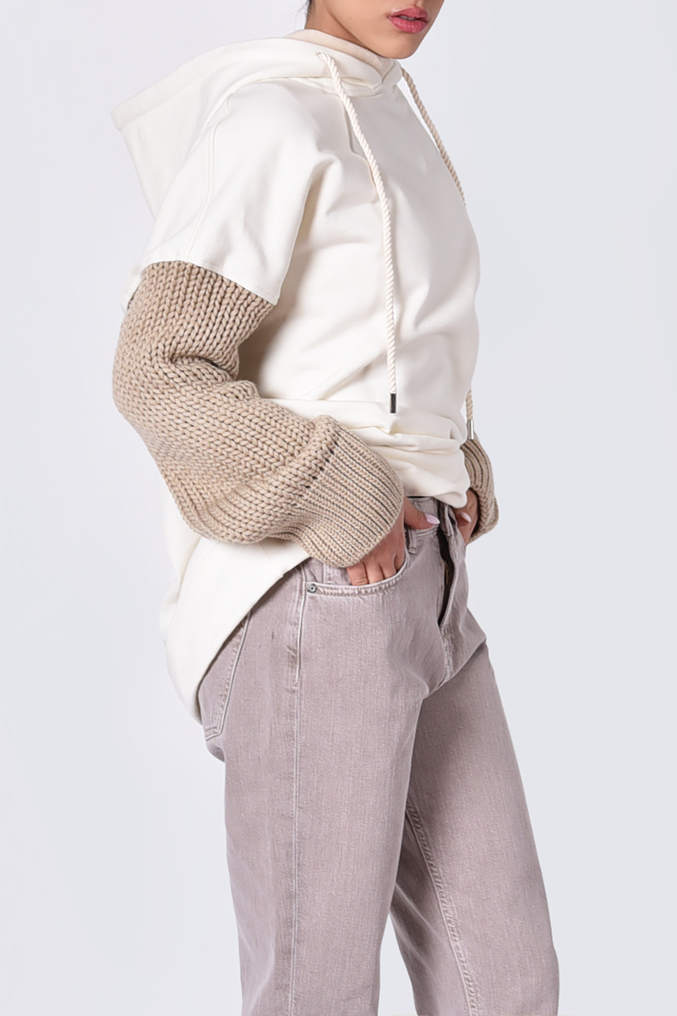 هودی آستین بافت