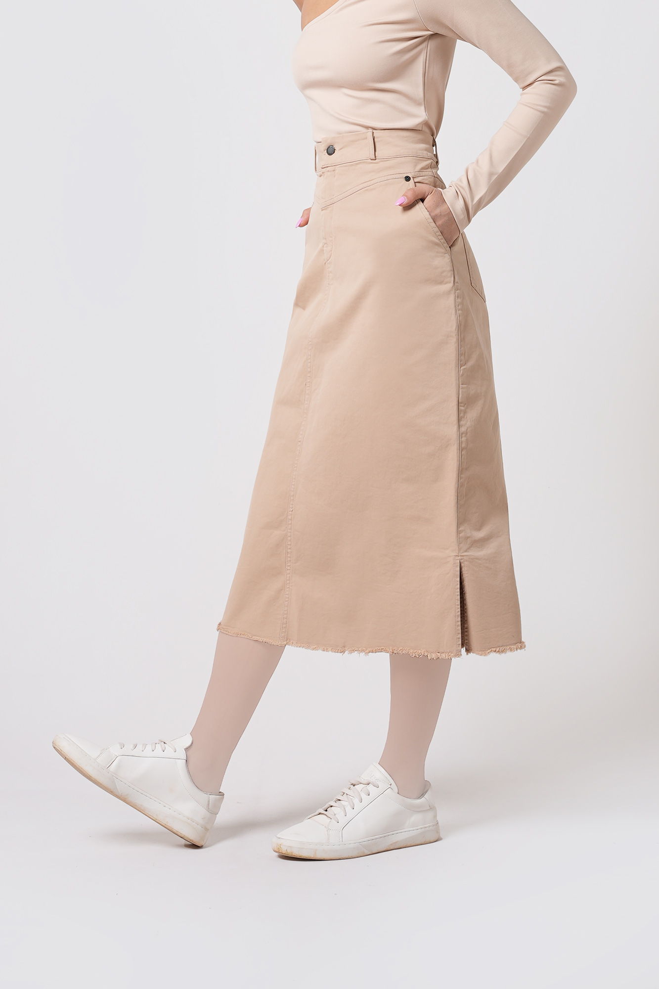 دامن کتان بلند ساده زنانه