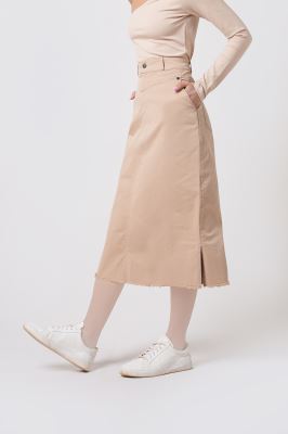 دامن کتان بلند ساده زنانه