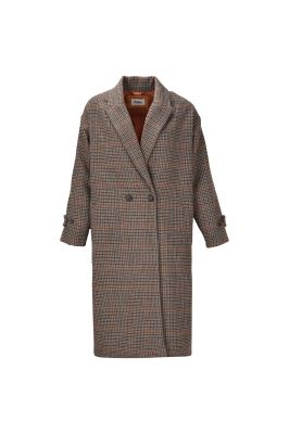 پالتو پشمی بلند چهارخانه لوزفیت