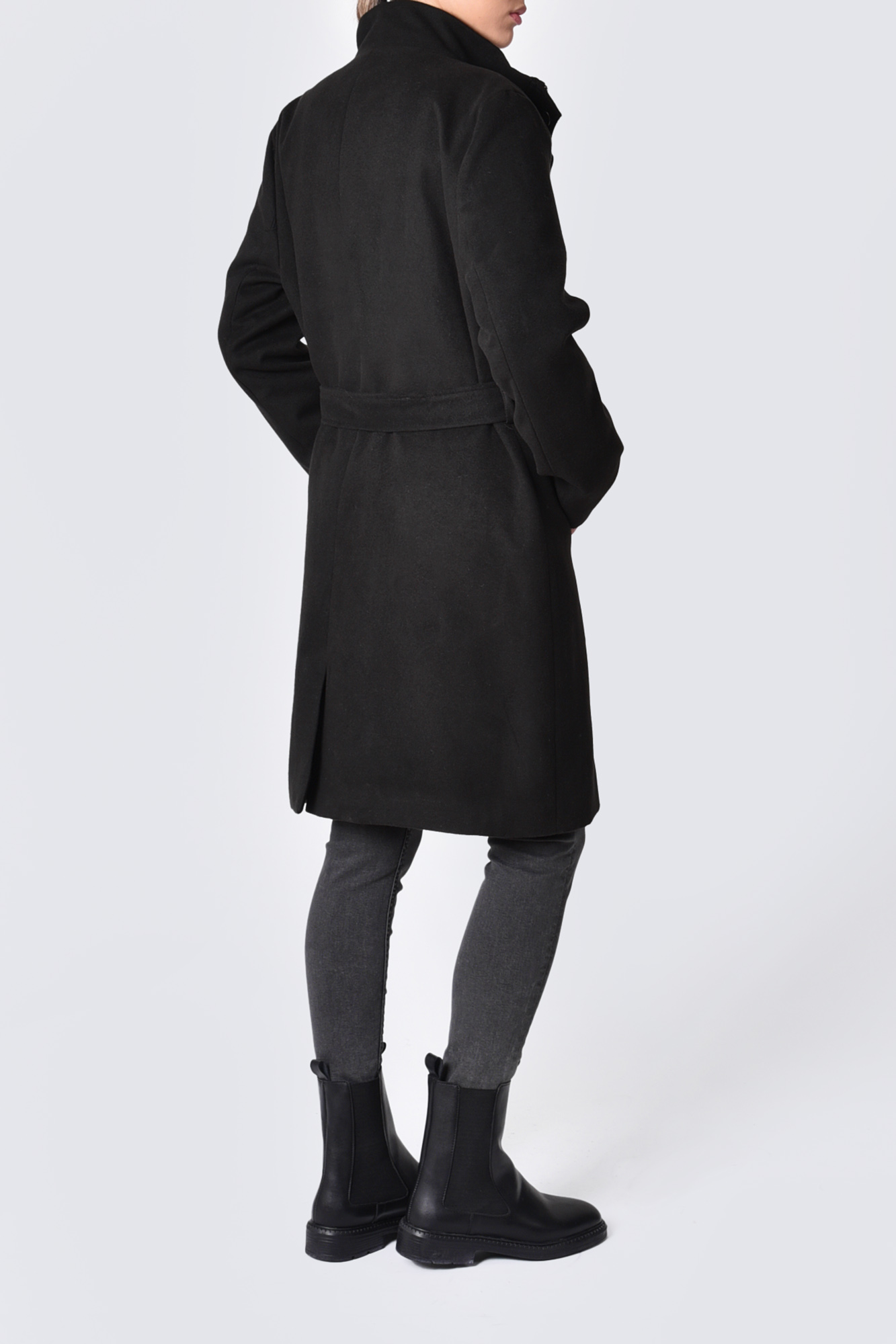 پالتو یقه ایستاده کمربند دار