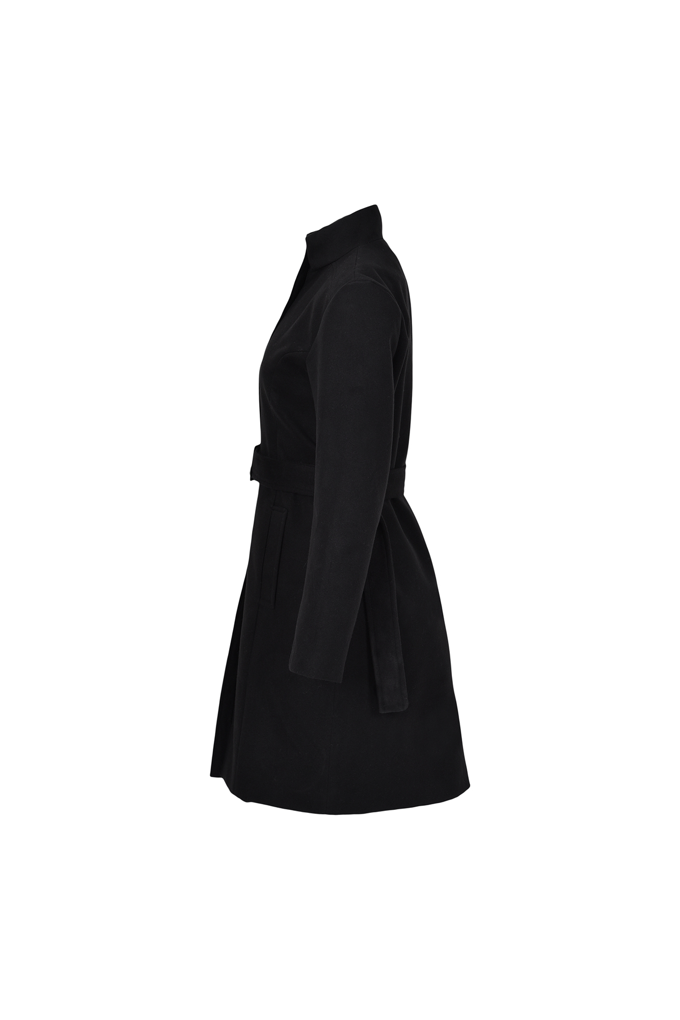 پالتو یقه ایستاده کمربند دار