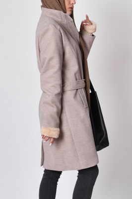 پالتو یقه ایستاده کمربند دار