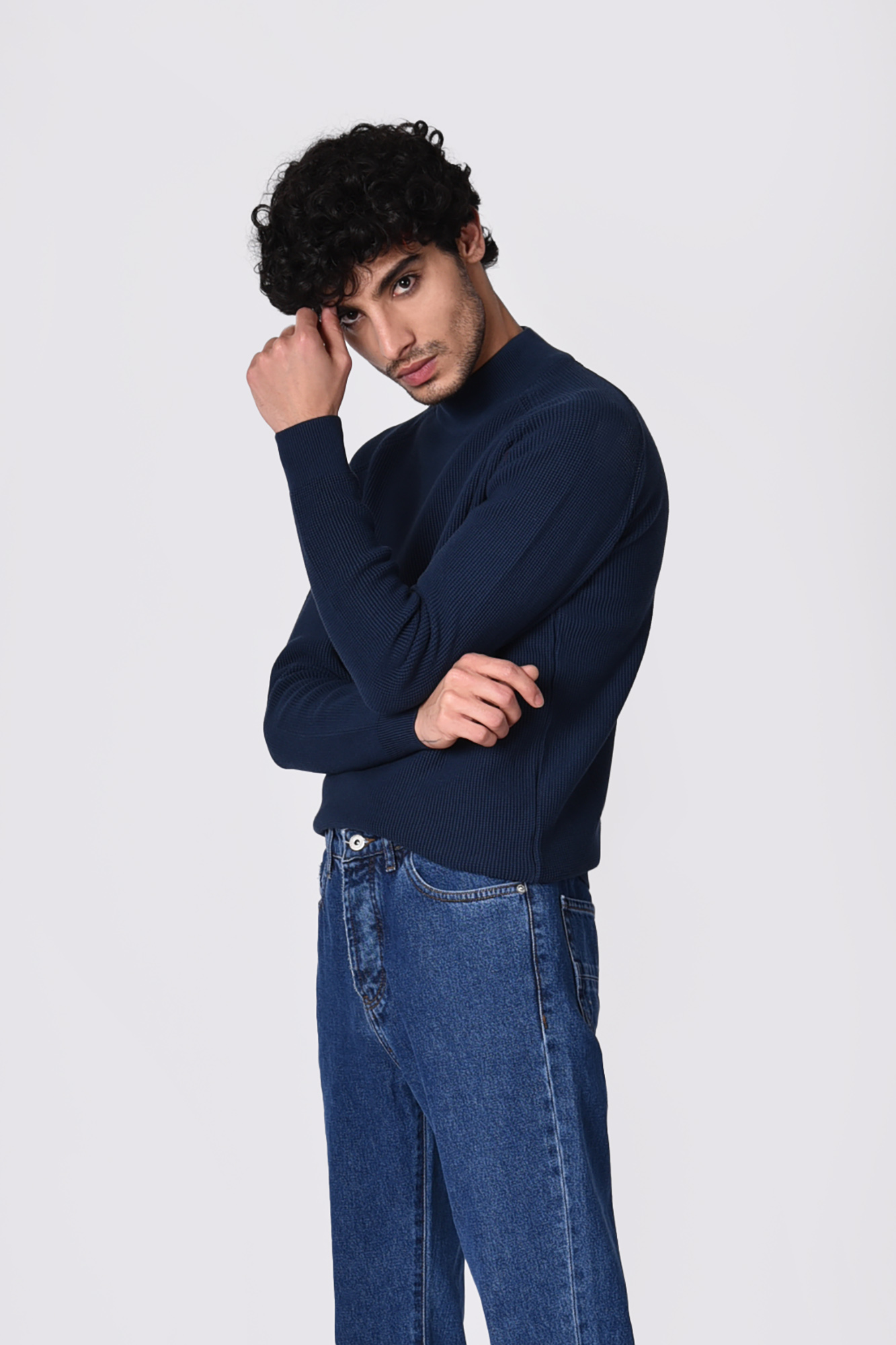 بافت آستین رگلان یقه ایستاده