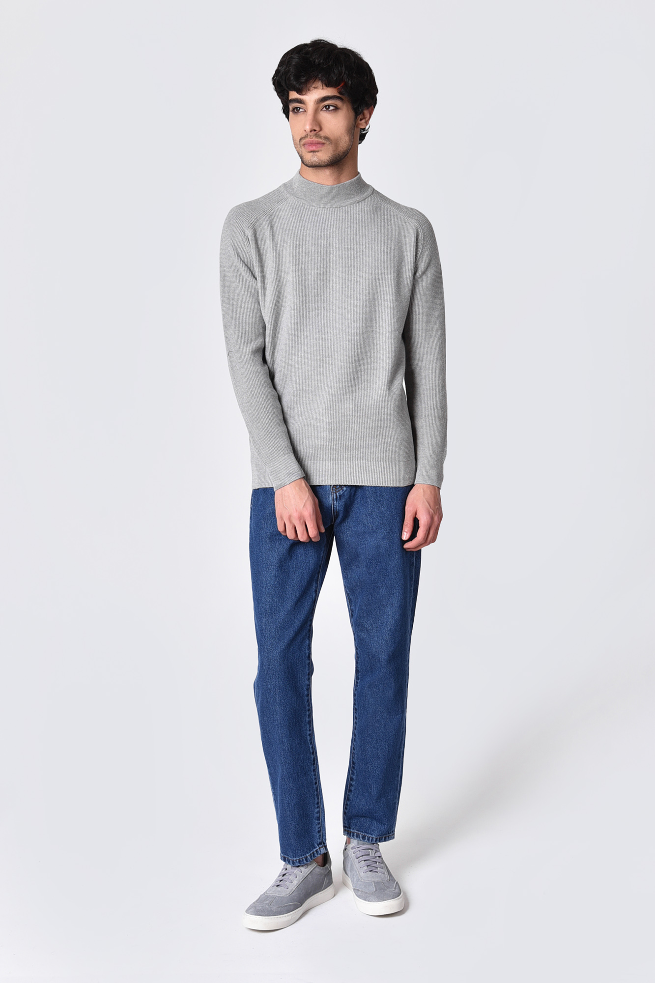 بافت آستین رگلان یقه ایستاده