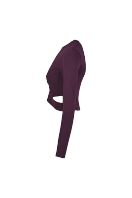 تیشرت آستین بلند کراپ برش دار