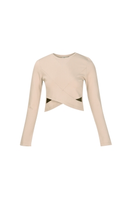 تیشرت آستین بلند کراپ برش دار