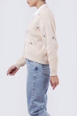 ژاکت بافت گلدوزی دار