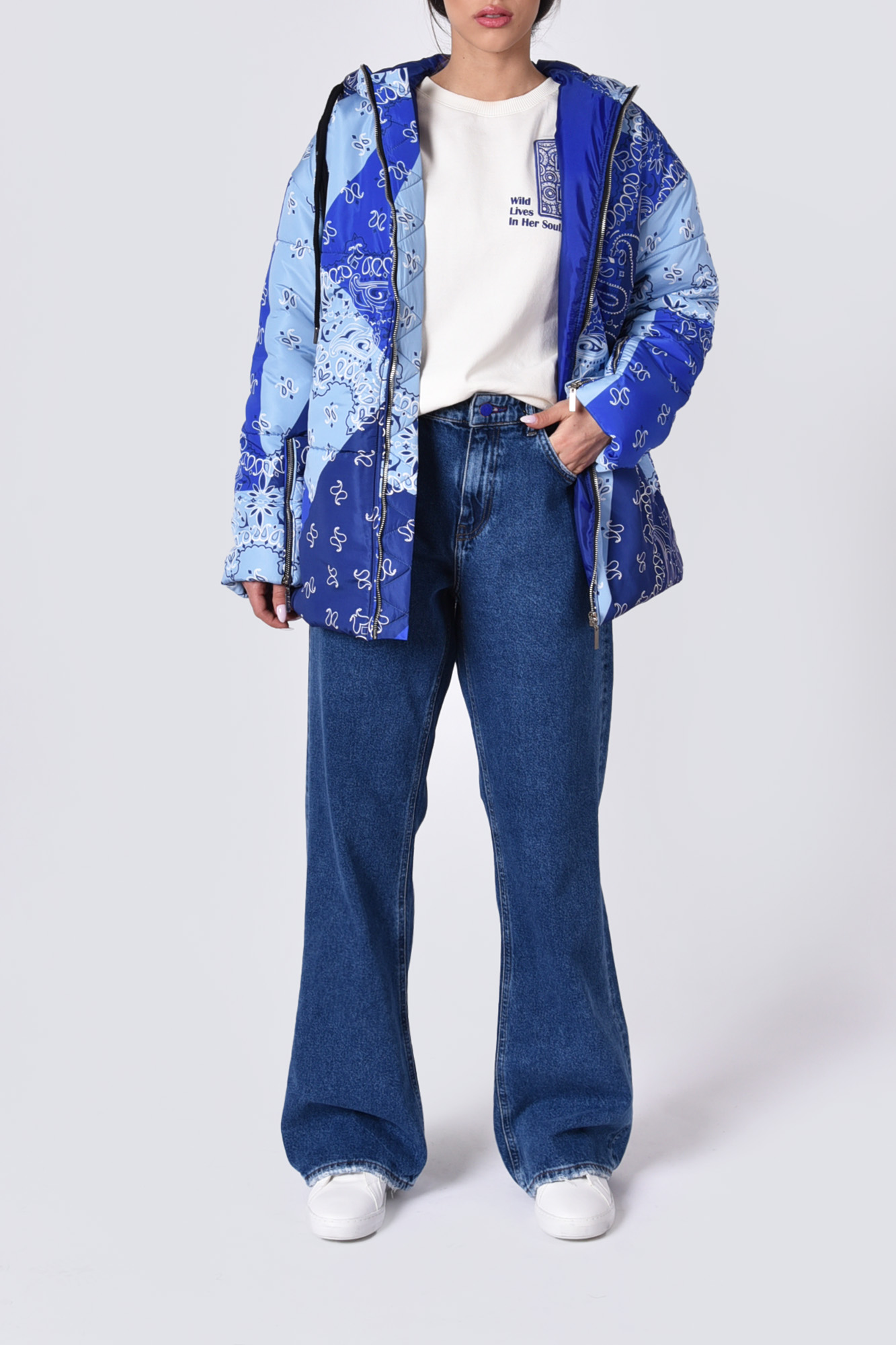 کاپشن کلاه دار چاپی