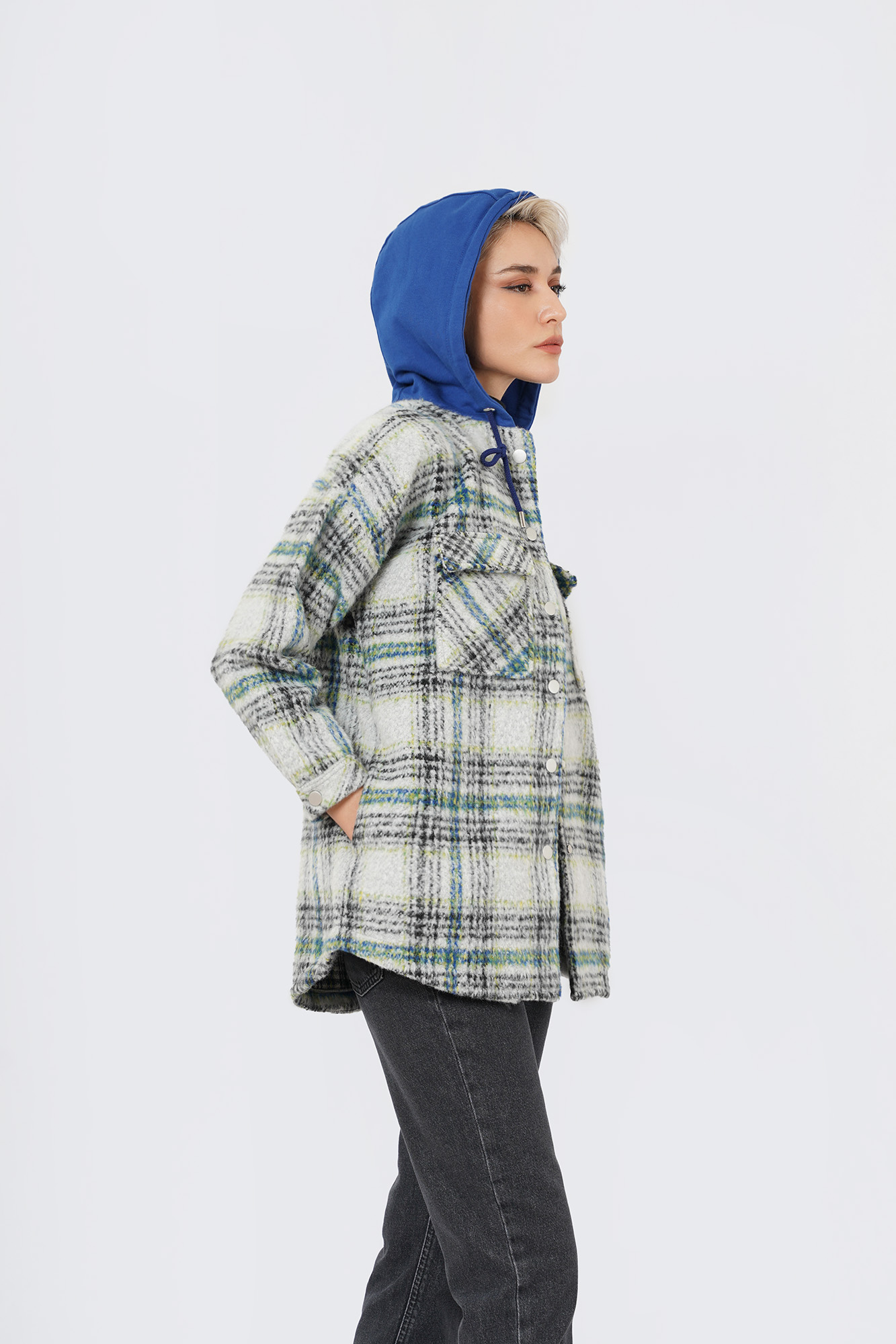 اورشرت پشمی چهارخانه کلاه دار