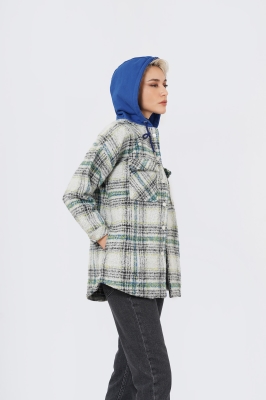 اورشرت پشمی چهارخانه کلاه دار