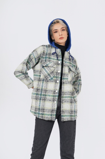 اورشرت پشمی چهارخانه کلاه دار