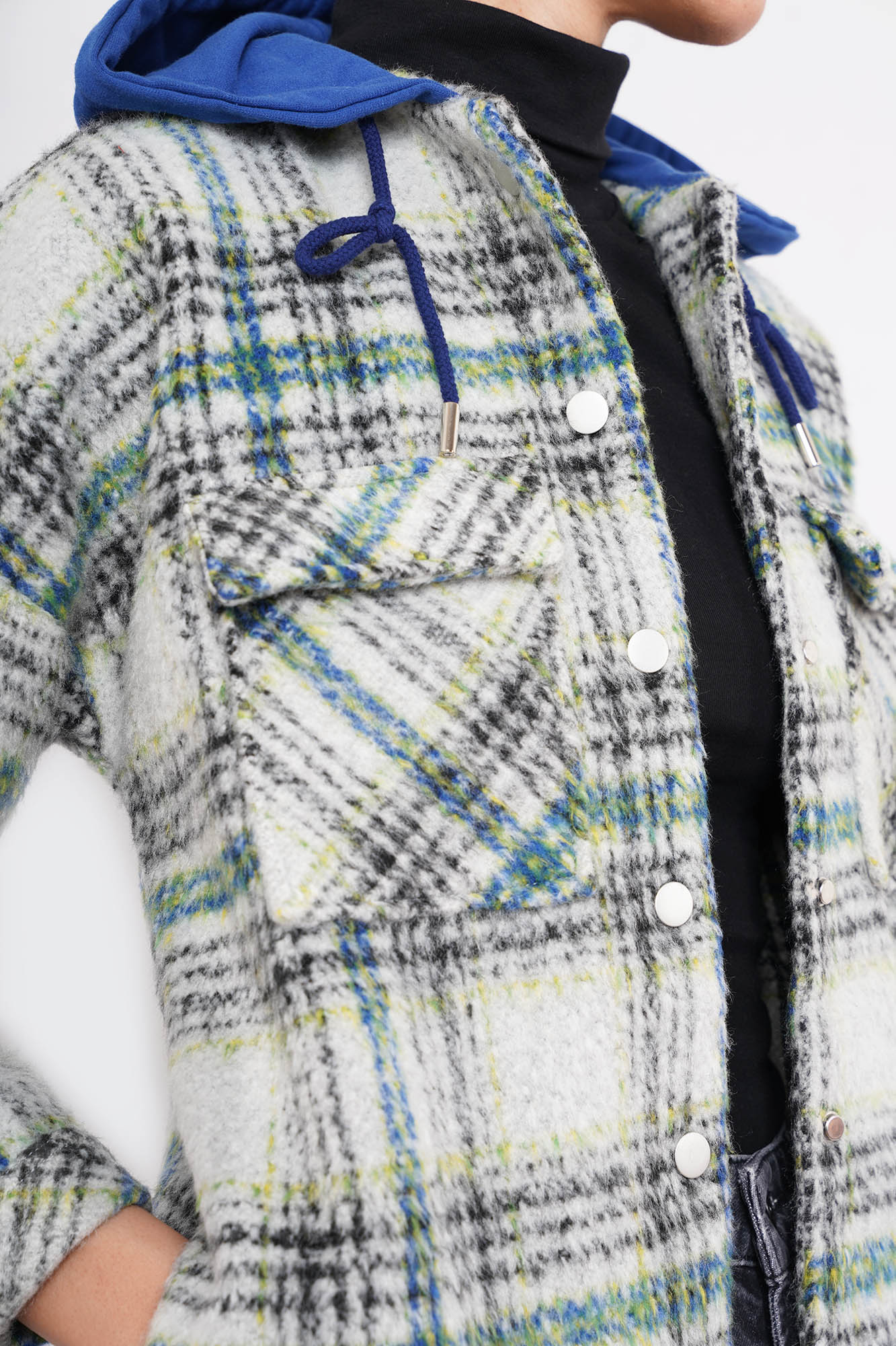 اورشرت پشمی چهارخانه کلاه دار