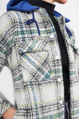 اورشرت پشمی چهارخانه کلاه دار