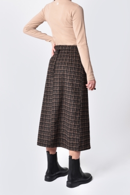 دامن پشمی پیلی دار چهار خانه