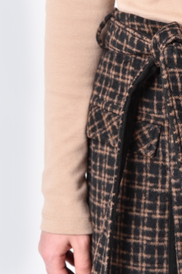 دامن پشمی پیلی دار چهار خانه