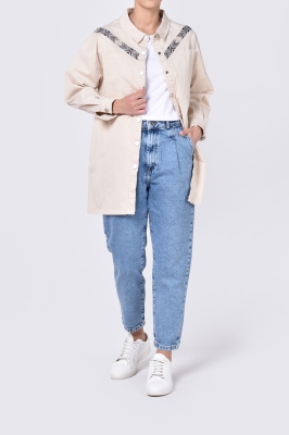 مانتو کتان گلدوزی دار