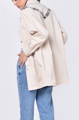 مانتو کتان گلدوزی دار