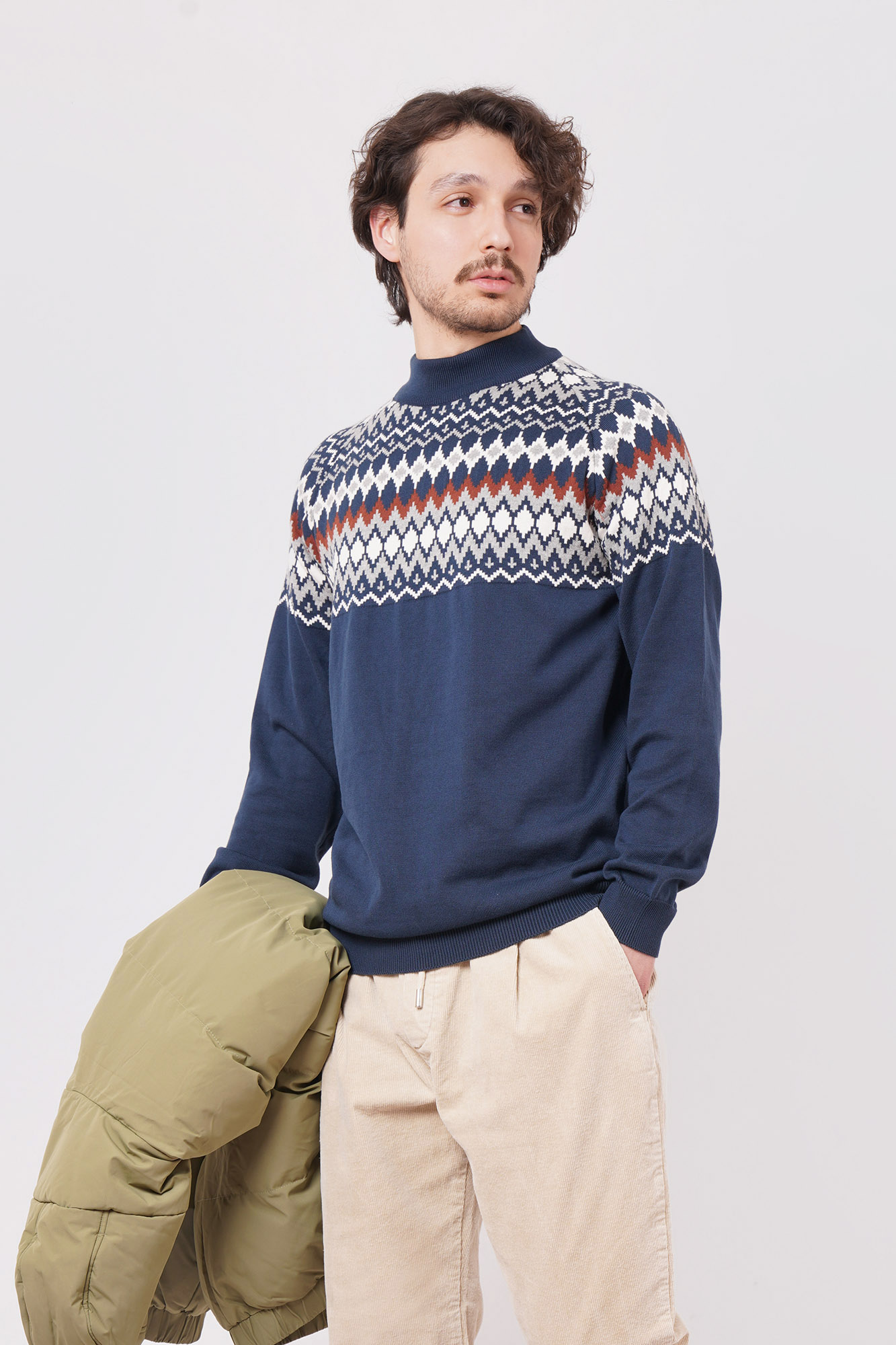 بافت یقه گرد طرحدار مردانه