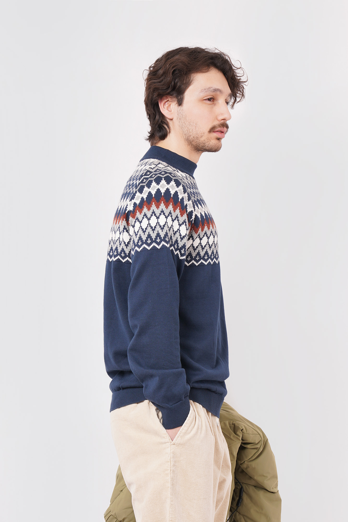 بافت یقه گرد طرحدار مردانه