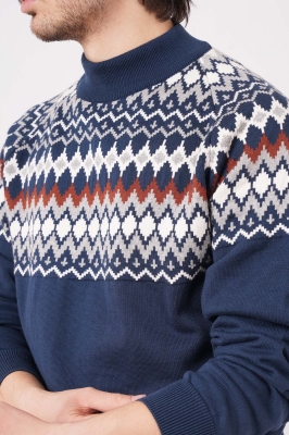 بافت یقه گرد طرحدار مردانه