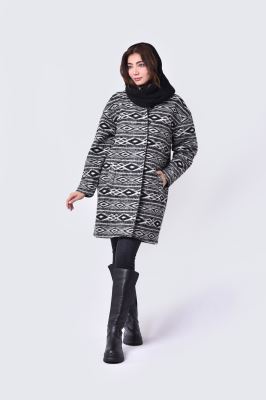 پالتو پشمی یقه ایستاده طرحدار