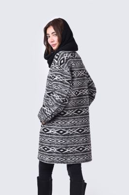 پالتو پشمی یقه ایستاده طرحدار