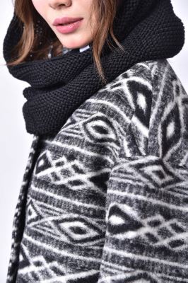 پالتو پشمی یقه ایستاده طرحدار