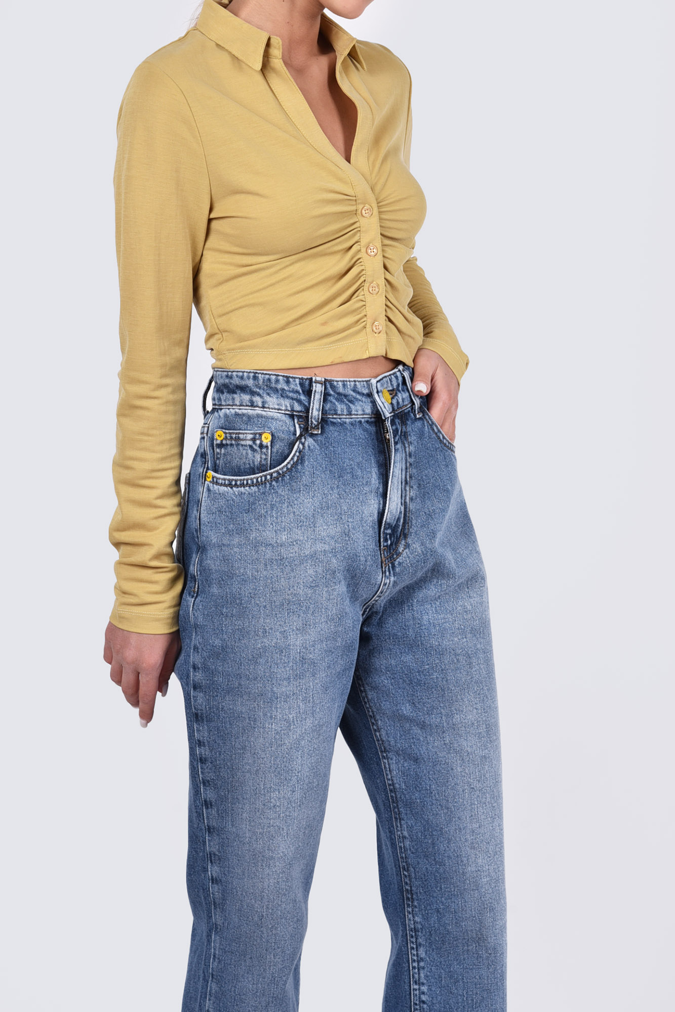 شومیز آستین بلند پیش چین دار