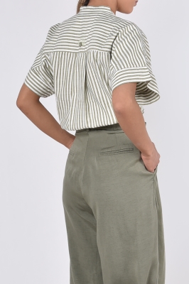 شومیز آستین کوتاه راه راه