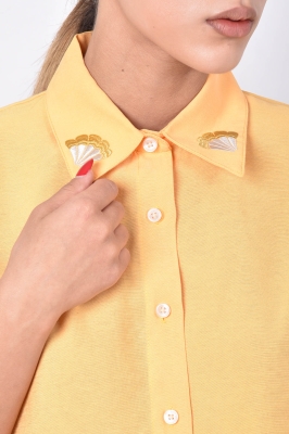 شومیز آستین کوتاه پیلی دار