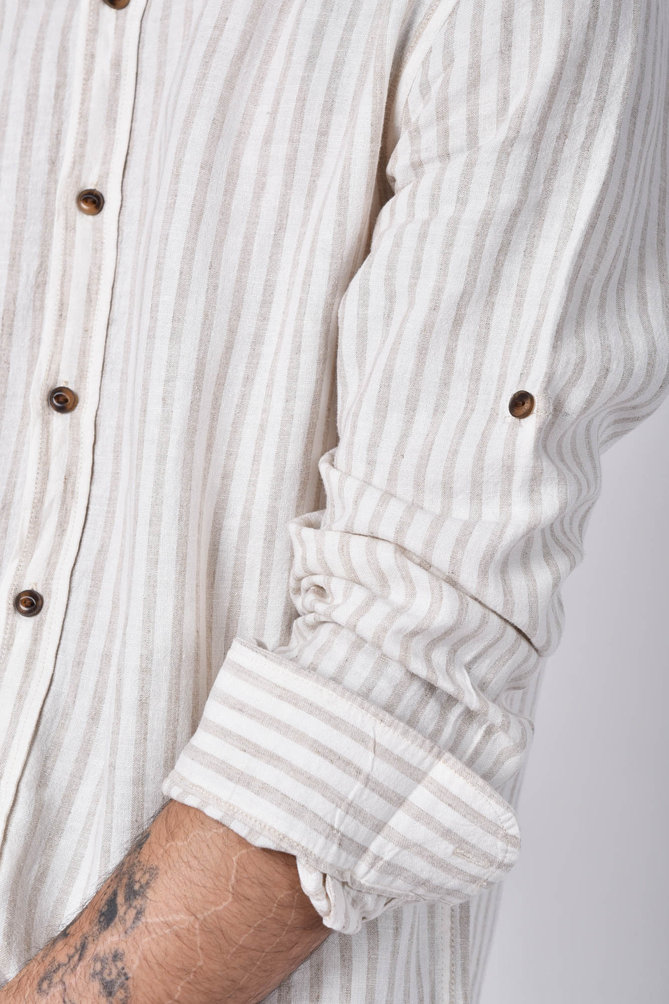 پیراهن آستین بلند یقه فرنچ راه راه