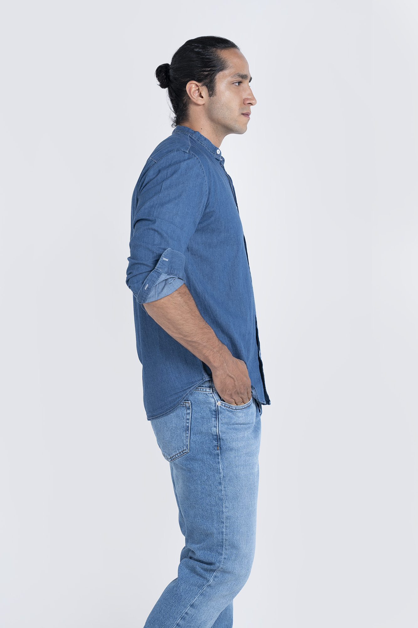 پیراهن جین آستین بلند یقه فرنچ