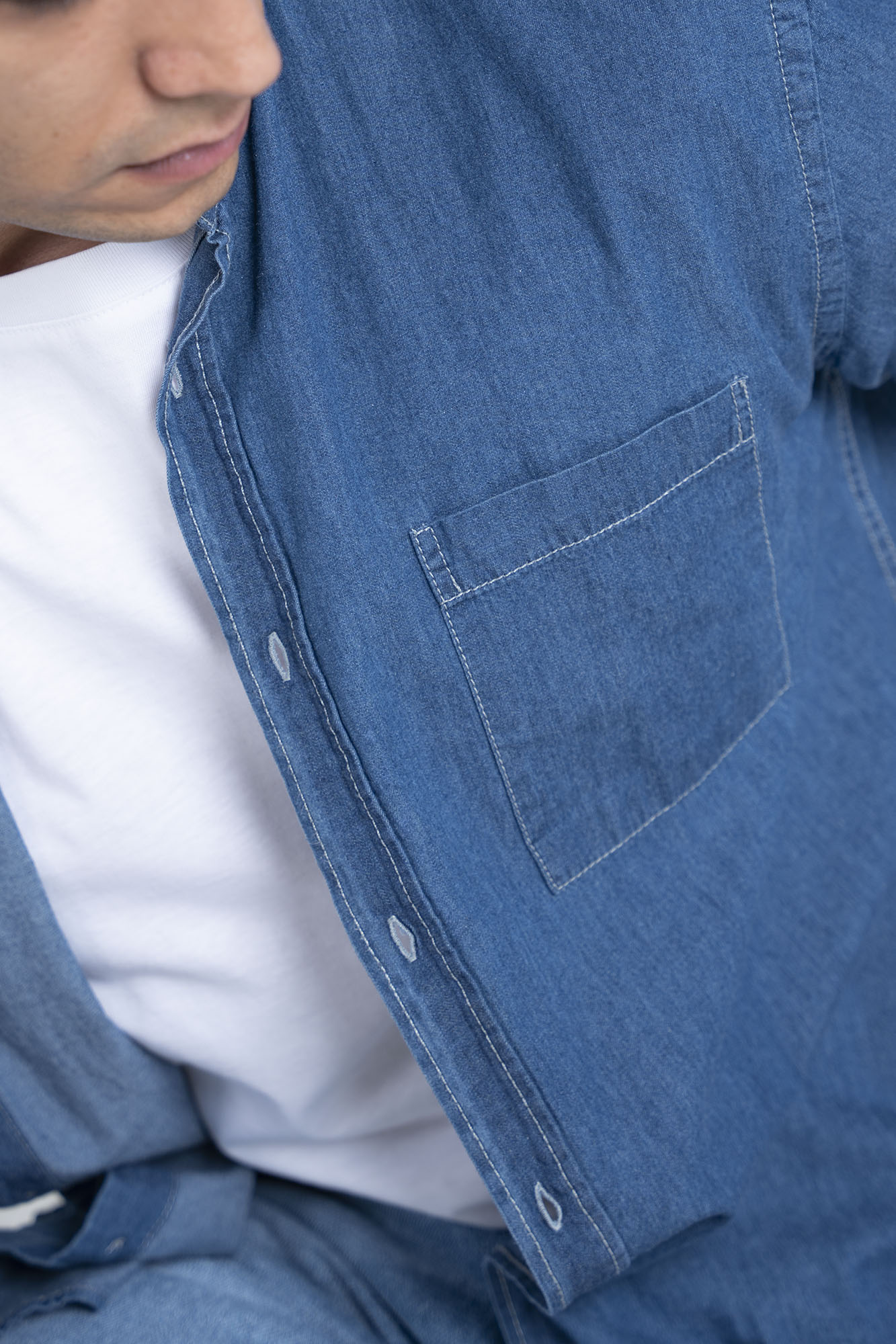 پیراهن جین آستین بلند یقه فرنچ