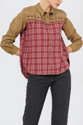 شومیز آستین بلند ترکیبی