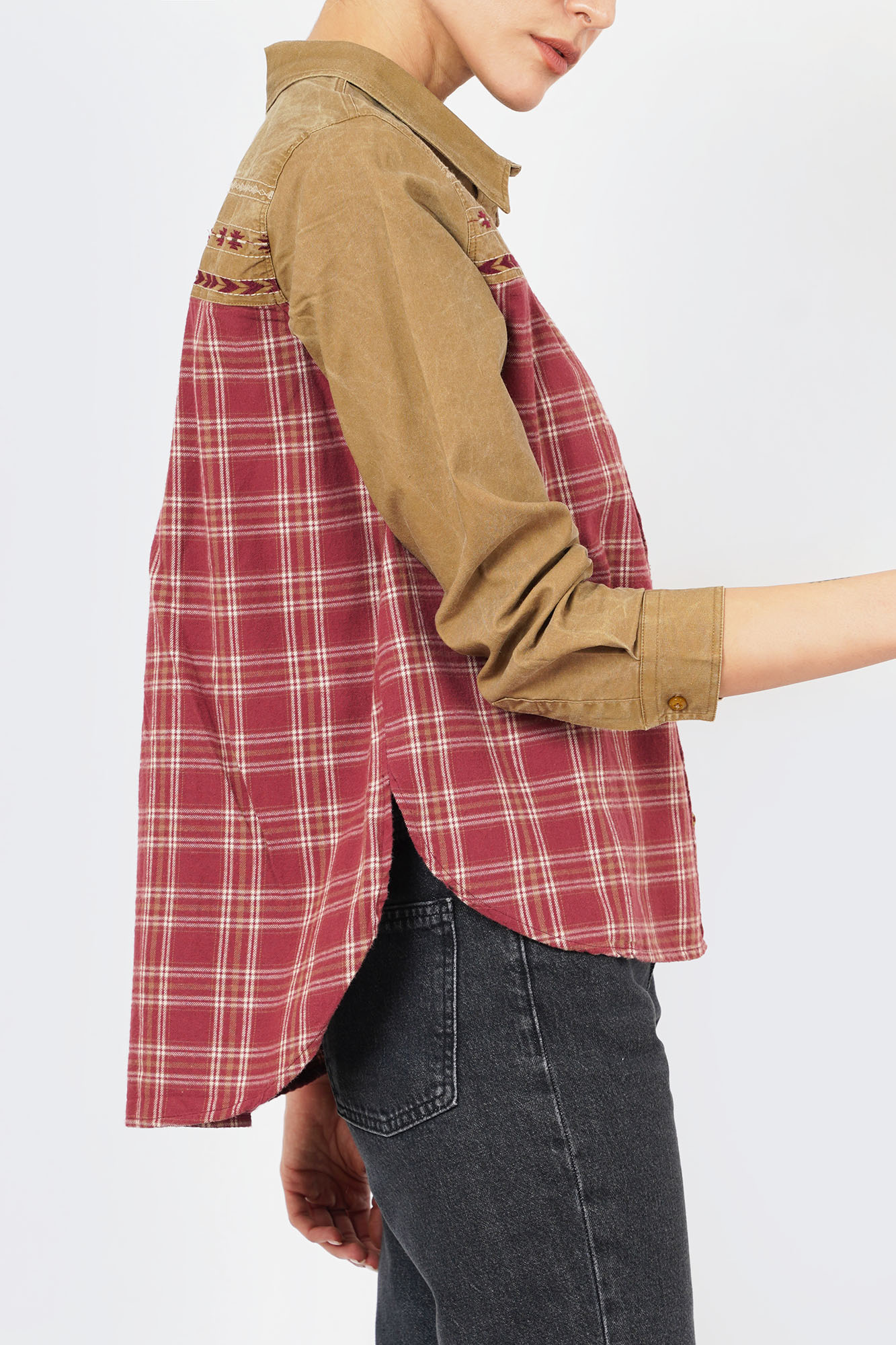 شومیز آستین بلند ترکیبی