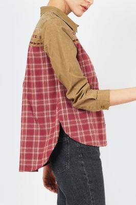 شومیز آستین بلند ترکیبی